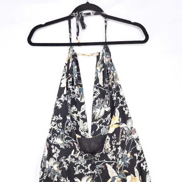 Free People Halter Wide Leg Jumpsuit Size 2 Cropped Floral Print Crinkle Fabric - Picture 4 of 16